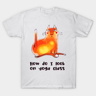 How do I look on yoga class funny yoga and cat drawing T-Shirt